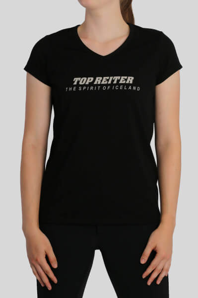 T-Shirt "TR", V-neck, schwarz